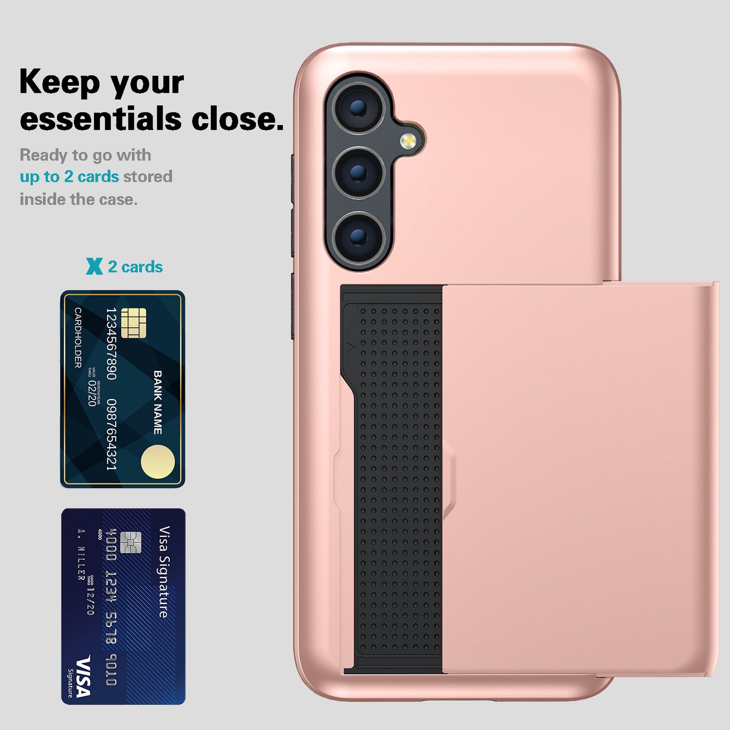 For Samsung Galaxy S24 Phone Case TPU+PC Dual Layer Protective Cover - Rose Gold