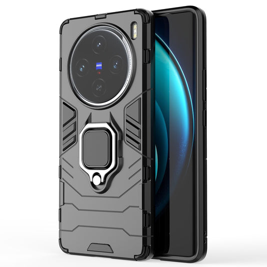For vivo X100 5G Case Anti-Scratch PC+TPU Phone Cover with Kickstand - Black