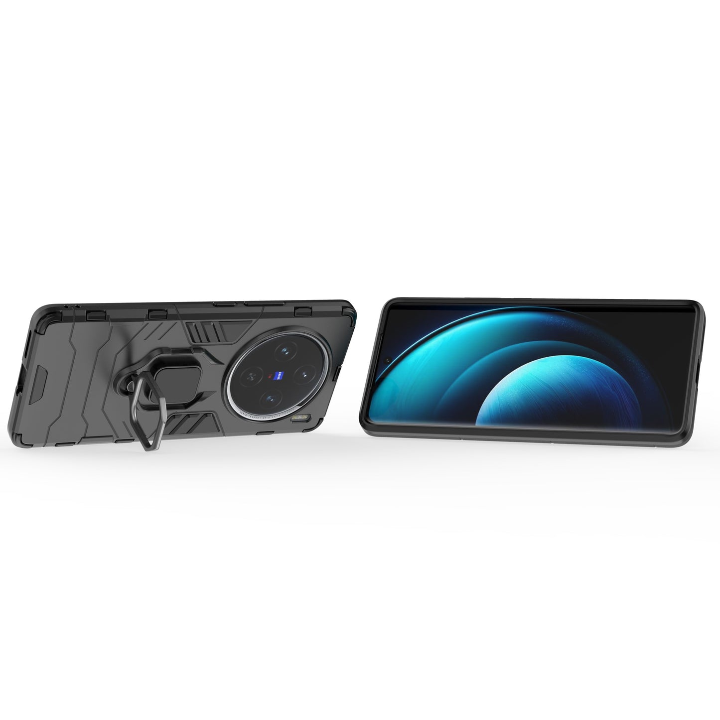 For vivo X100 5G Case Anti-Scratch PC+TPU Phone Cover with Kickstand - Black