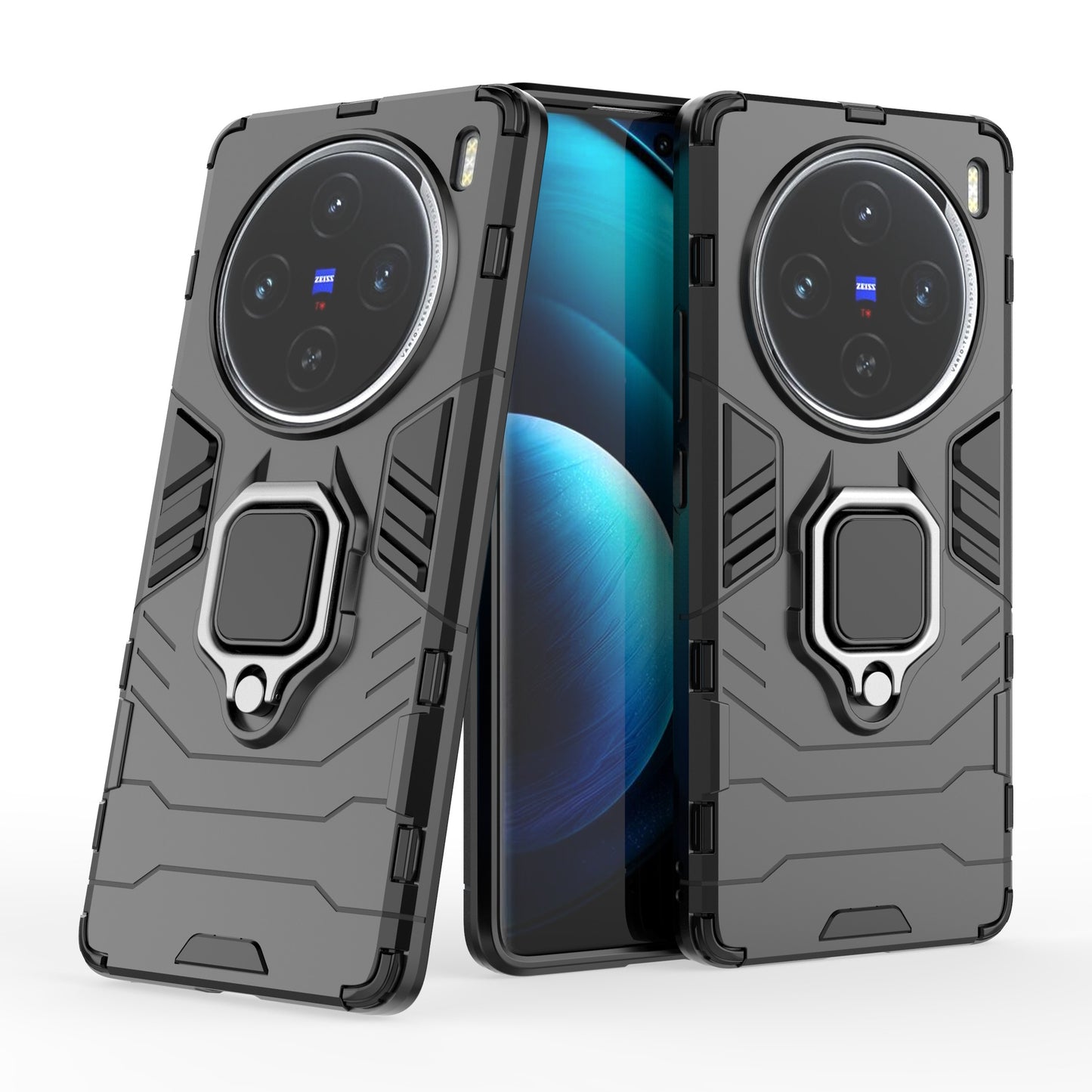 For vivo X100 5G Case Anti-Scratch PC+TPU Phone Cover with Kickstand - Black