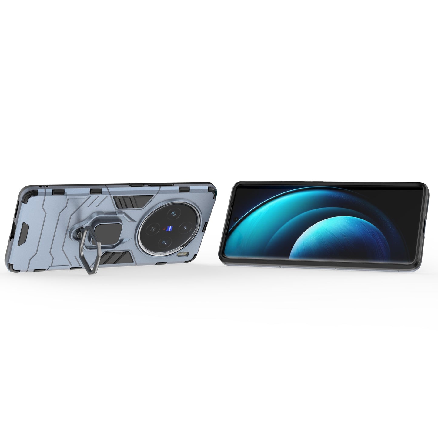 For vivo X100 5G Case Anti-Scratch PC+TPU Phone Cover with Kickstand - Blue