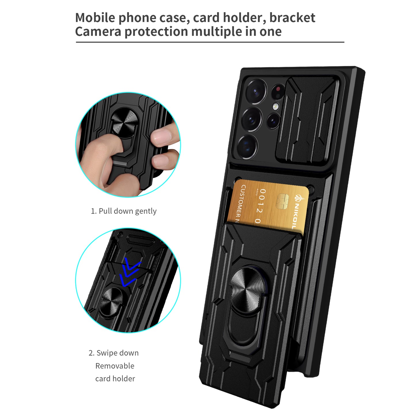 For Samsung Galaxy S24 Ultra Case Slide Lens Protection PC+TPU Phone Cover - Sapphire