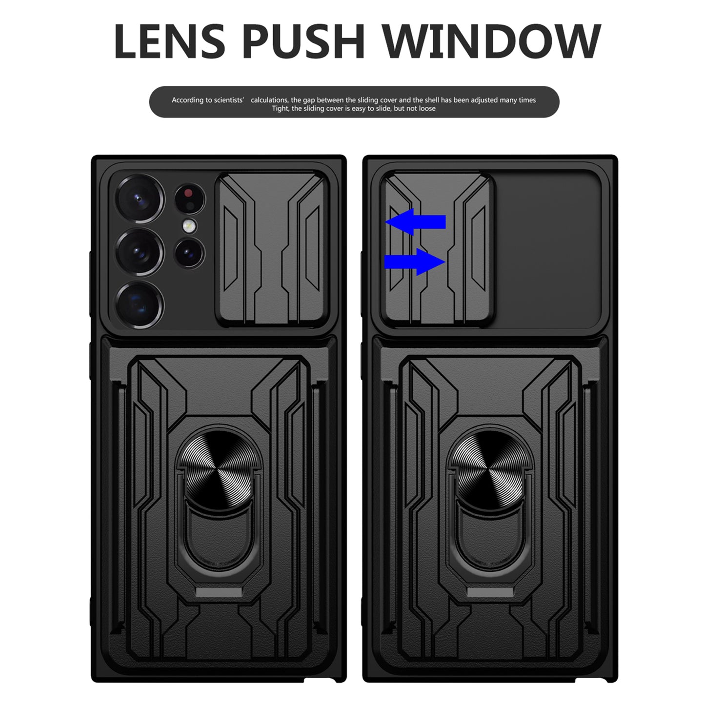 For Samsung Galaxy S24 Ultra Case Slide Lens Protection PC+TPU Phone Cover - Sapphire