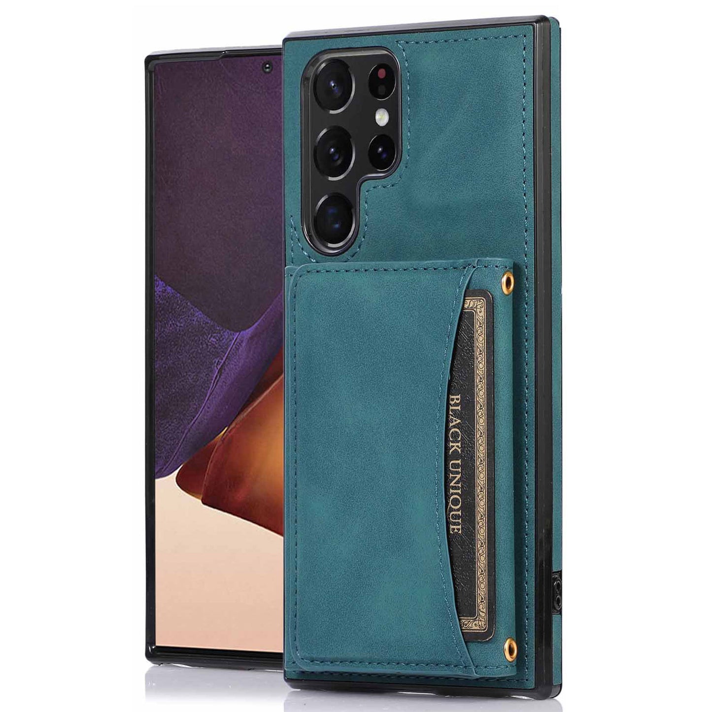 For Samsung Galaxy S24 Ultra Case Tri-fold Wallet Phone Kickstand Cover - Blue