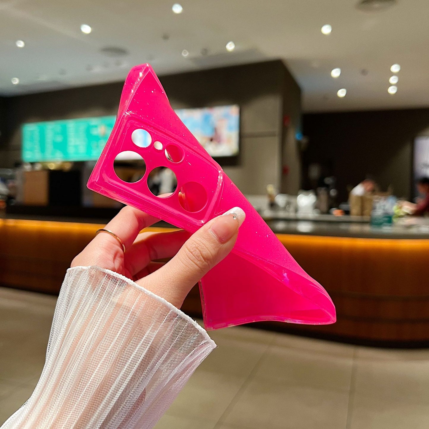 For Samsung Galaxy S24 Ultra Case Precise Lens Protection Glitter TPU Phone Cover - Pink