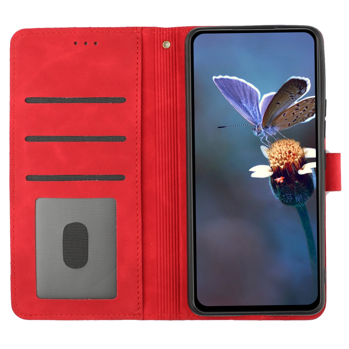 For Samsung Galaxy S24 Anti-Scratch PU Leather Wallet Phone Cover Imprinted Stand Phone Case - Red