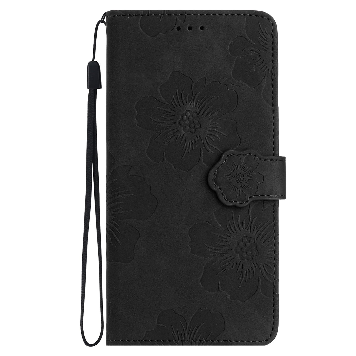 For Samsung Galaxy S24 Anti-Scratch PU Leather Wallet Phone Cover Imprinted Stand Phone Case - Black