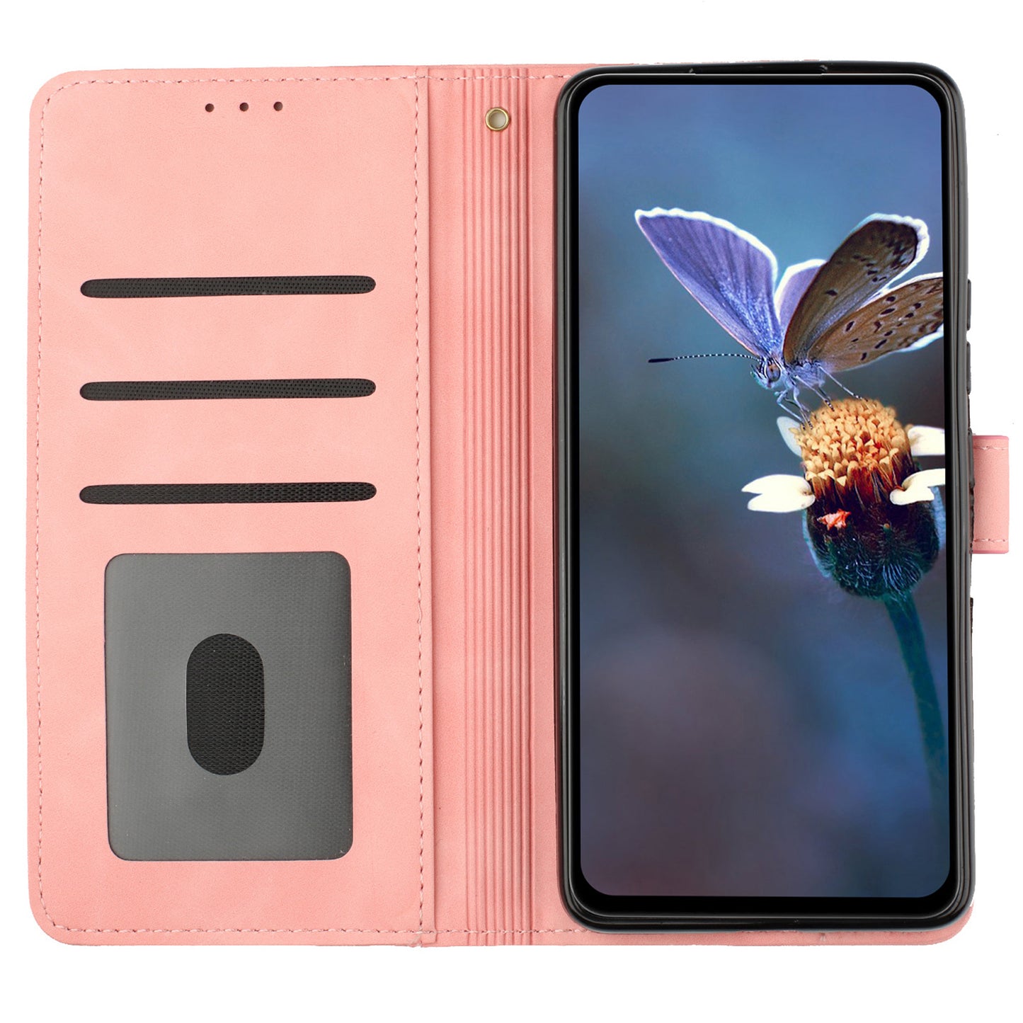 For Samsung Galaxy S24 Ultra Case Imprinted Stand Phone Shell PU Leather Wallet Cell Phone Cover - Pink