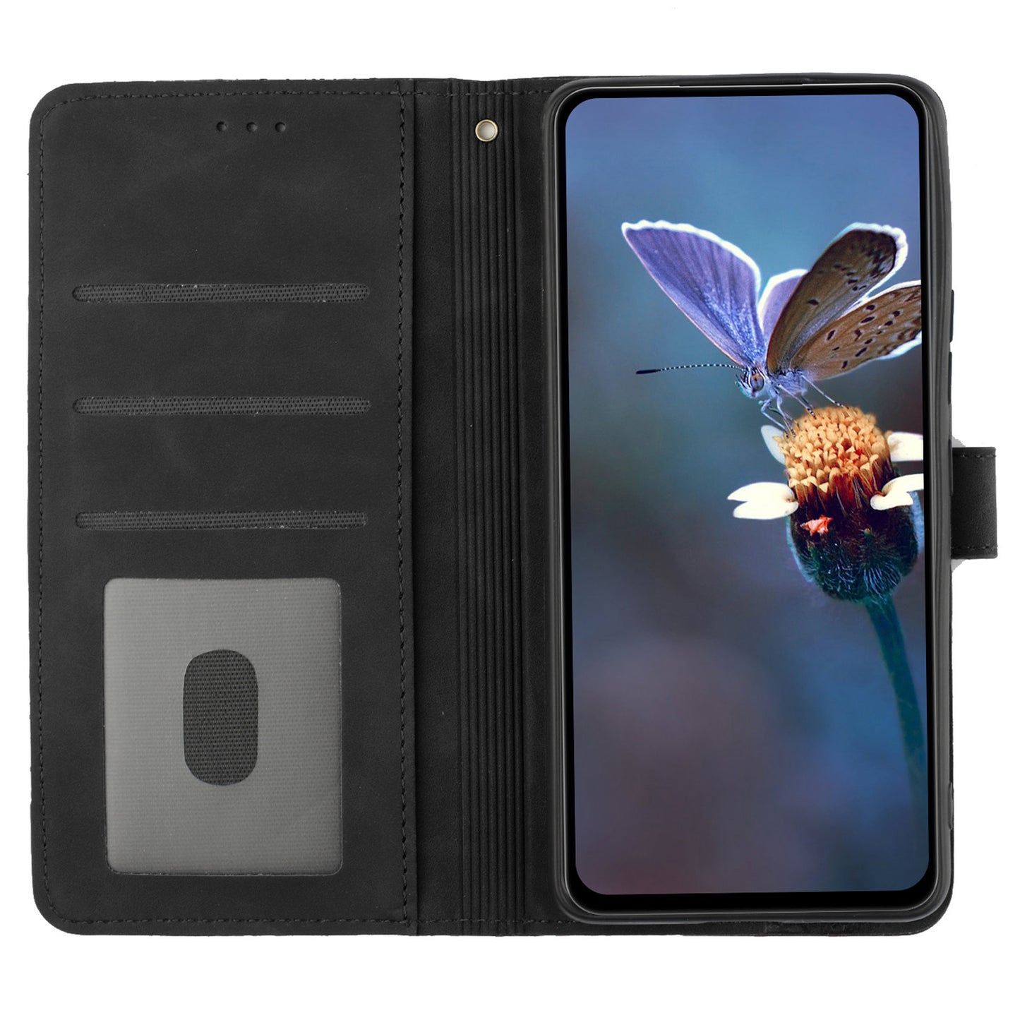 Phone Shell for Samsung Galaxy S24+ Case PU Leather Wallet Imprinted Phone Stand Cover - Black