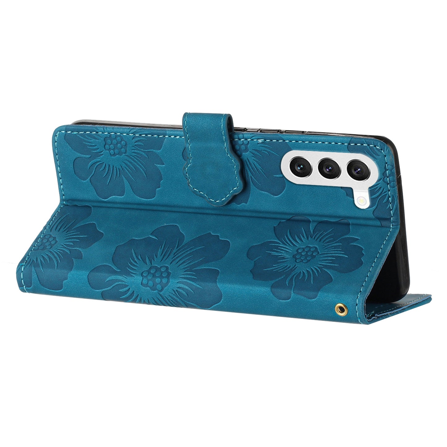 Phone Shell for Samsung Galaxy S24+ Case PU Leather Wallet Imprinted Phone Stand Cover - Blue