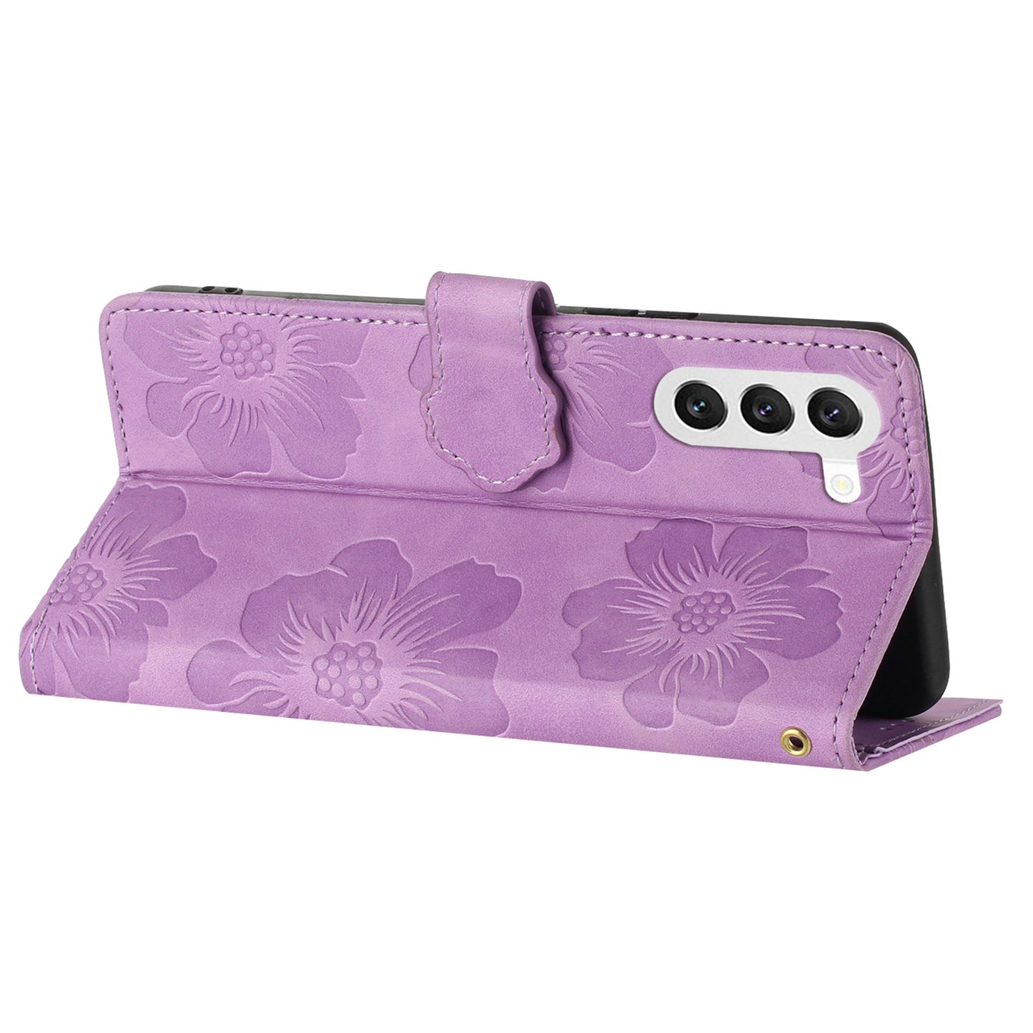 Phone Shell for Samsung Galaxy S24+ Case PU Leather Wallet Imprinted Phone Stand Cover - Purple