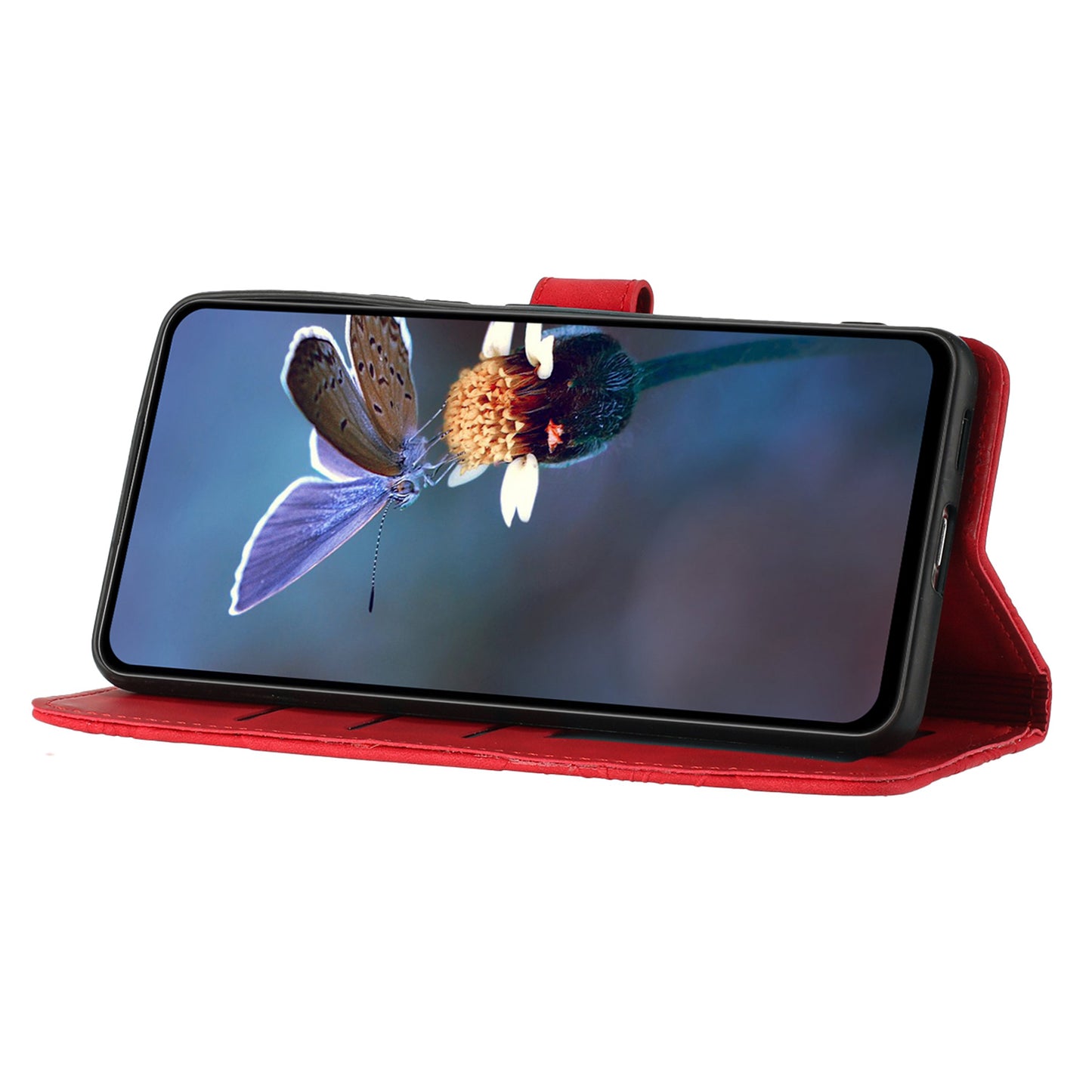 Phone Shell for Samsung Galaxy S24+ Case PU Leather Wallet Imprinted Phone Stand Cover - Red