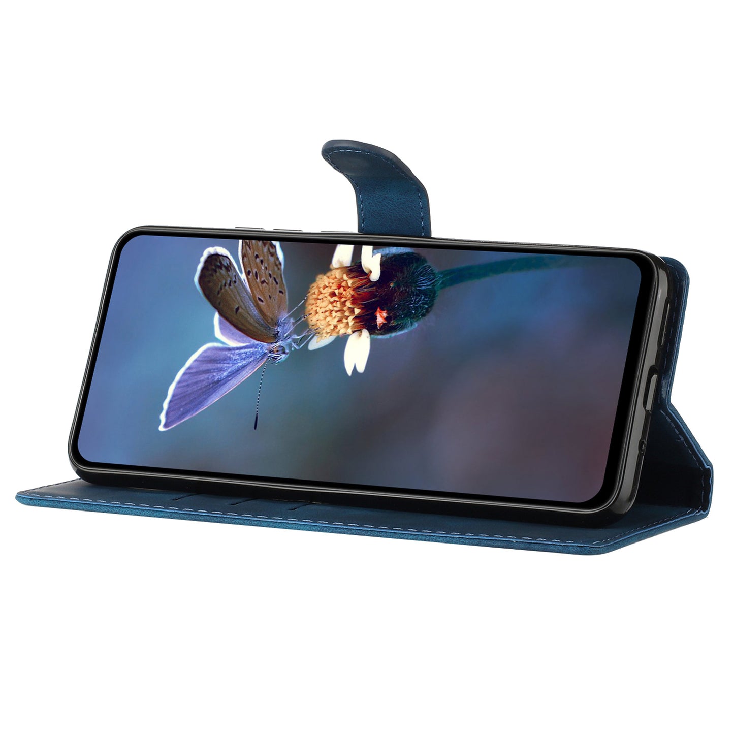 For Samsung Galaxy S24+ Case Imprinted Stand Phone Shell Wallet PU Leather Magnetic Phone Cover - Blue