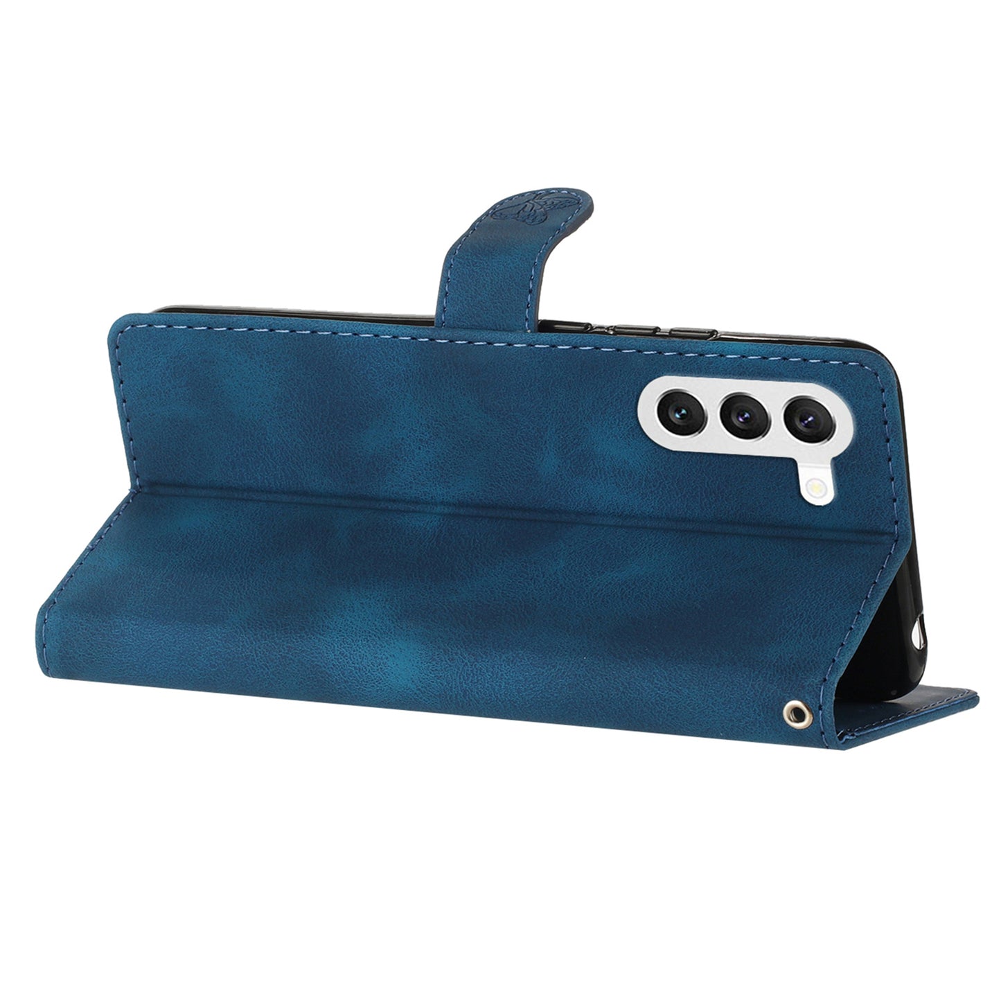 For Samsung Galaxy S24+ Case Imprinted Stand Phone Shell Wallet PU Leather Magnetic Phone Cover - Blue