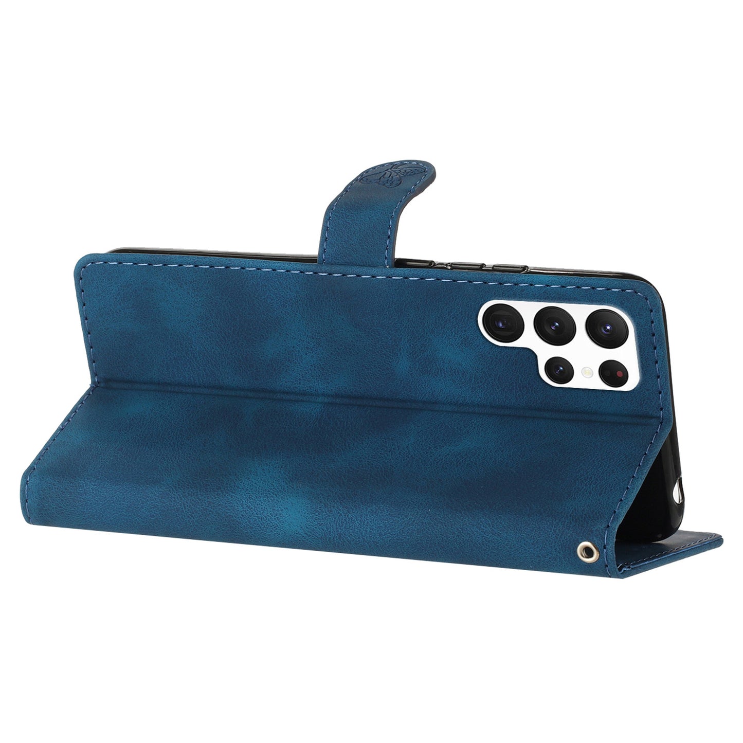 For Samsung Galaxy S24 Ultra Case PU Leather Stand Phone Cover Magnetic Phone Shell Wallet - Blue