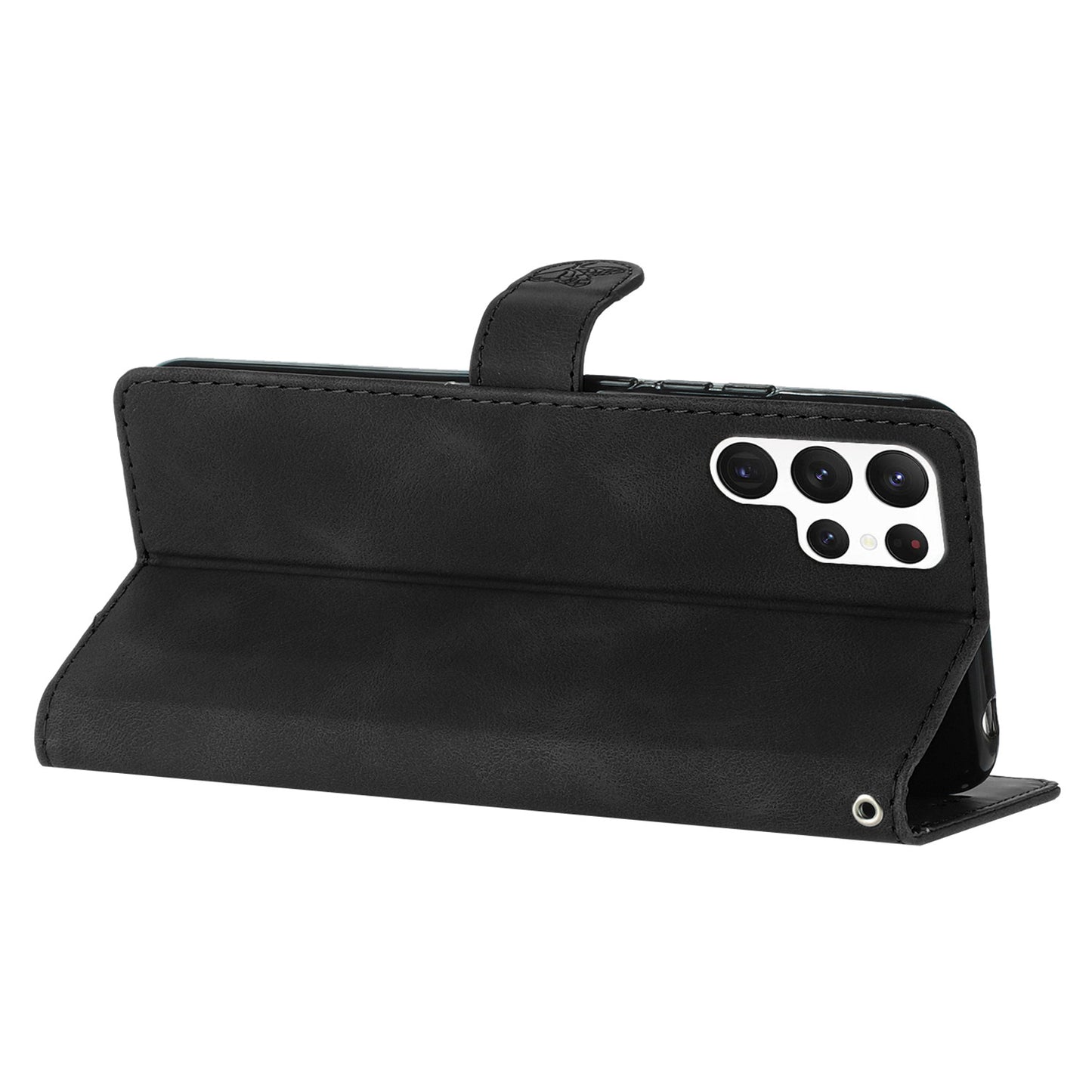 For Samsung Galaxy S24 Ultra Case PU Leather Stand Phone Cover Magnetic Phone Shell Wallet - Black