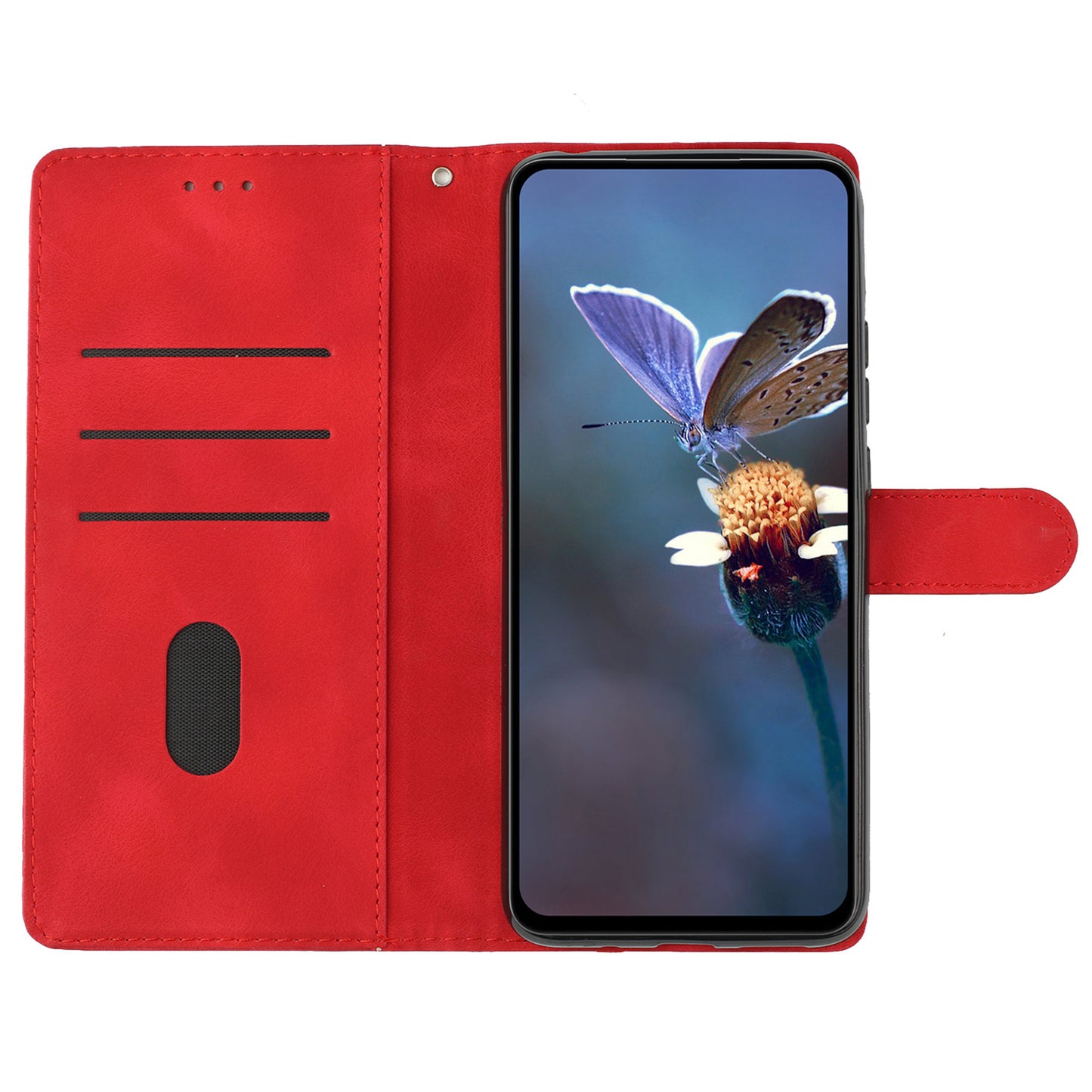 For Samsung Galaxy S24 Ultra Case PU Leather Stand Phone Cover Magnetic Phone Shell Wallet - Red