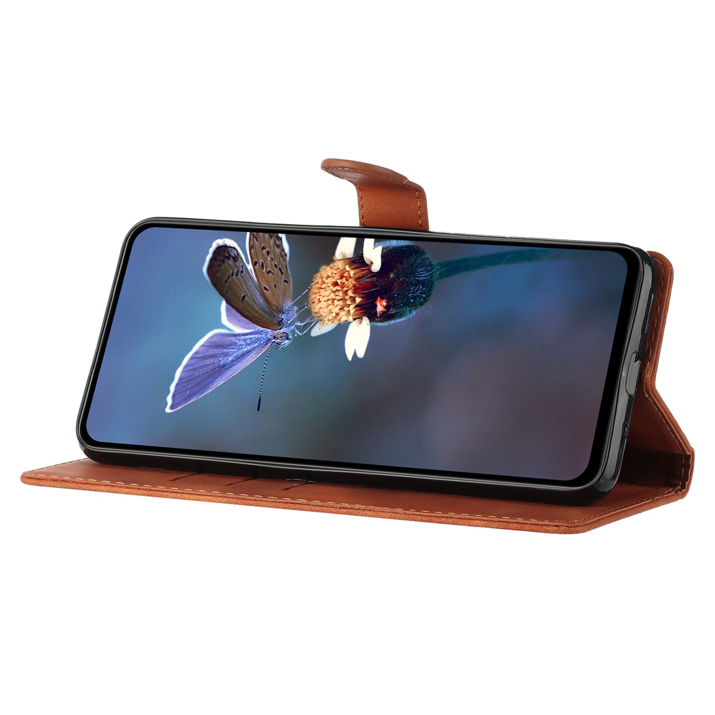 For Samsung Galaxy S24 Ultra Case PU Leather Stand Phone Cover Magnetic Phone Shell Wallet - Brown