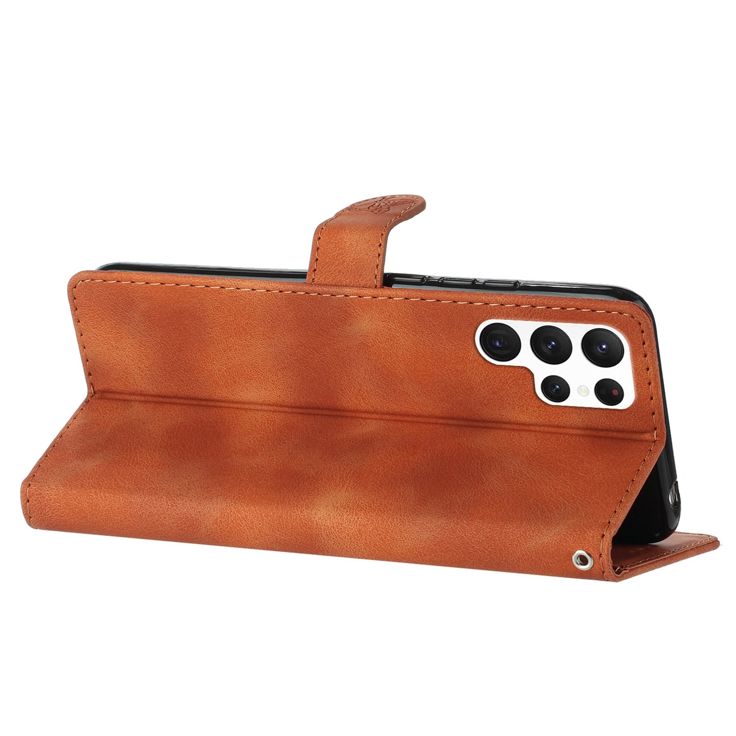 For Samsung Galaxy S24 Ultra Case PU Leather Stand Phone Cover Magnetic Phone Shell Wallet - Brown
