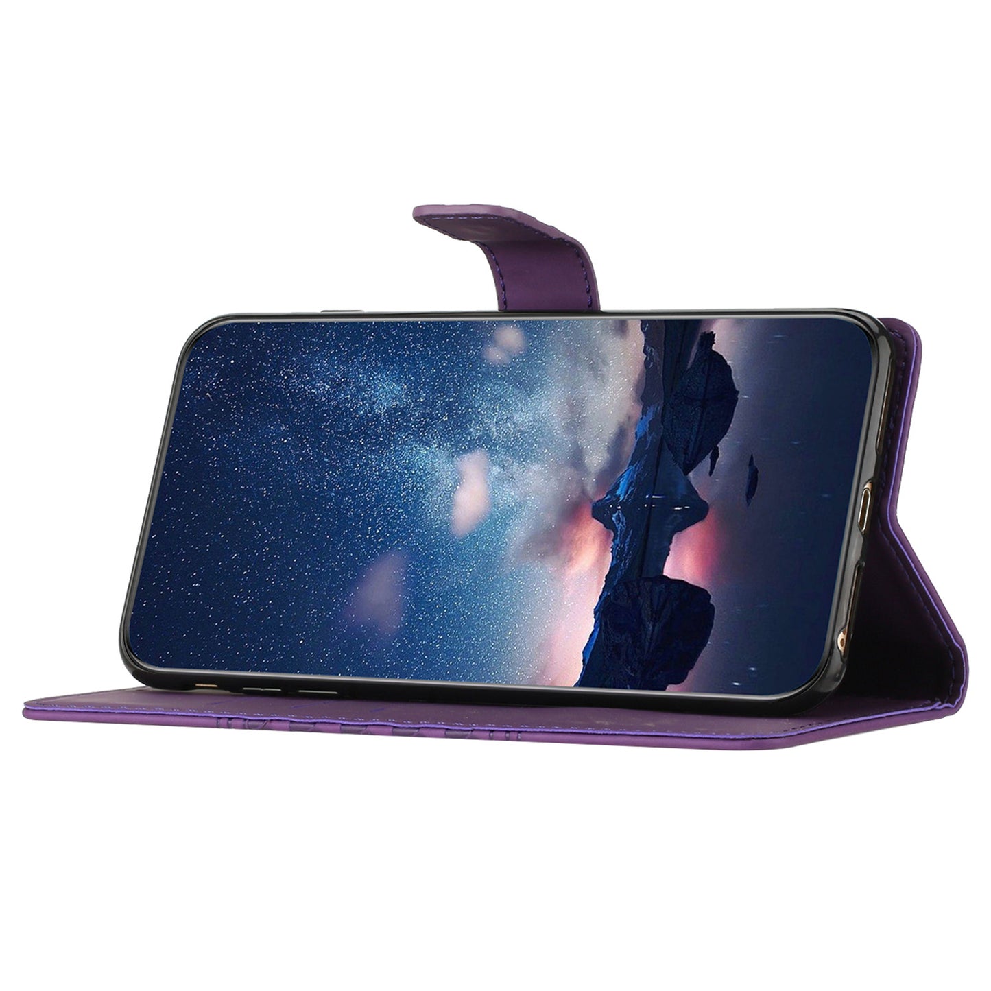 For Samsung Galaxy S24 Case Imprinted Rhombus Wallet Phone Cover - Purple