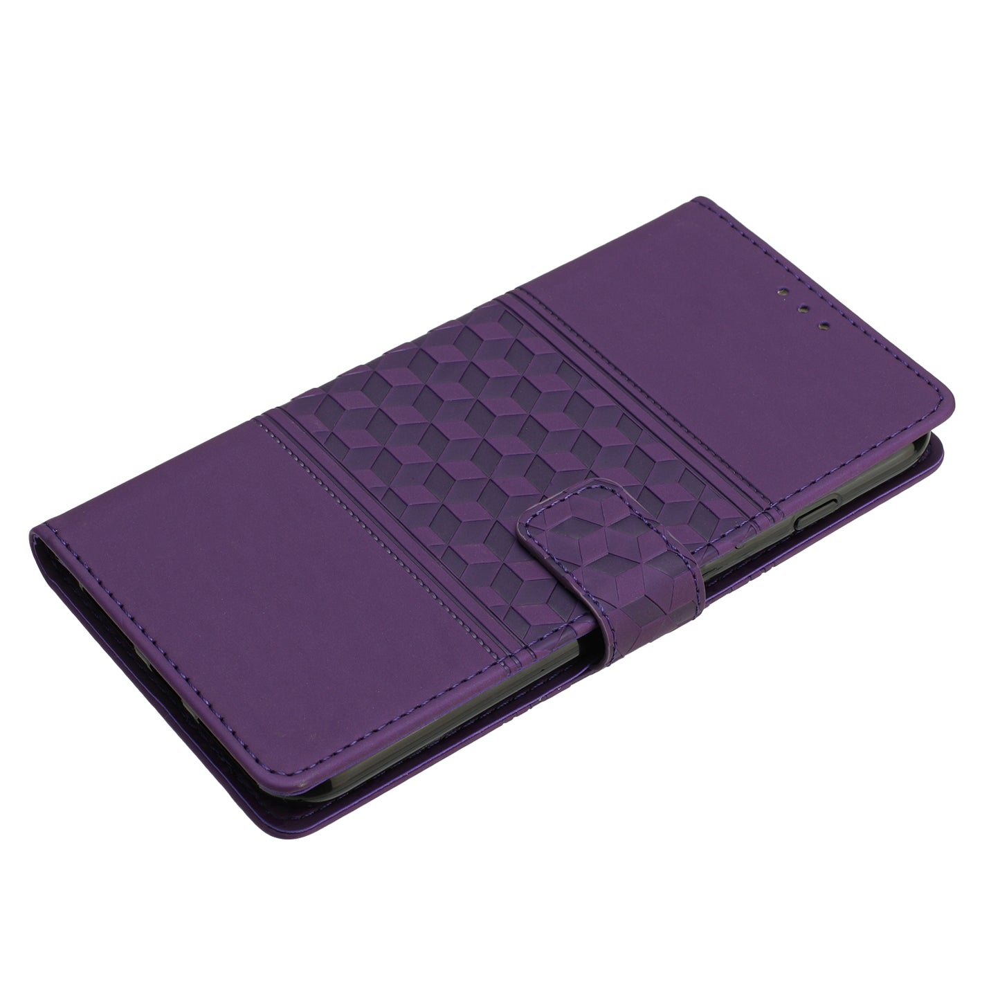 For Samsung Galaxy S24 Case Imprinted Rhombus Wallet Phone Cover - Purple