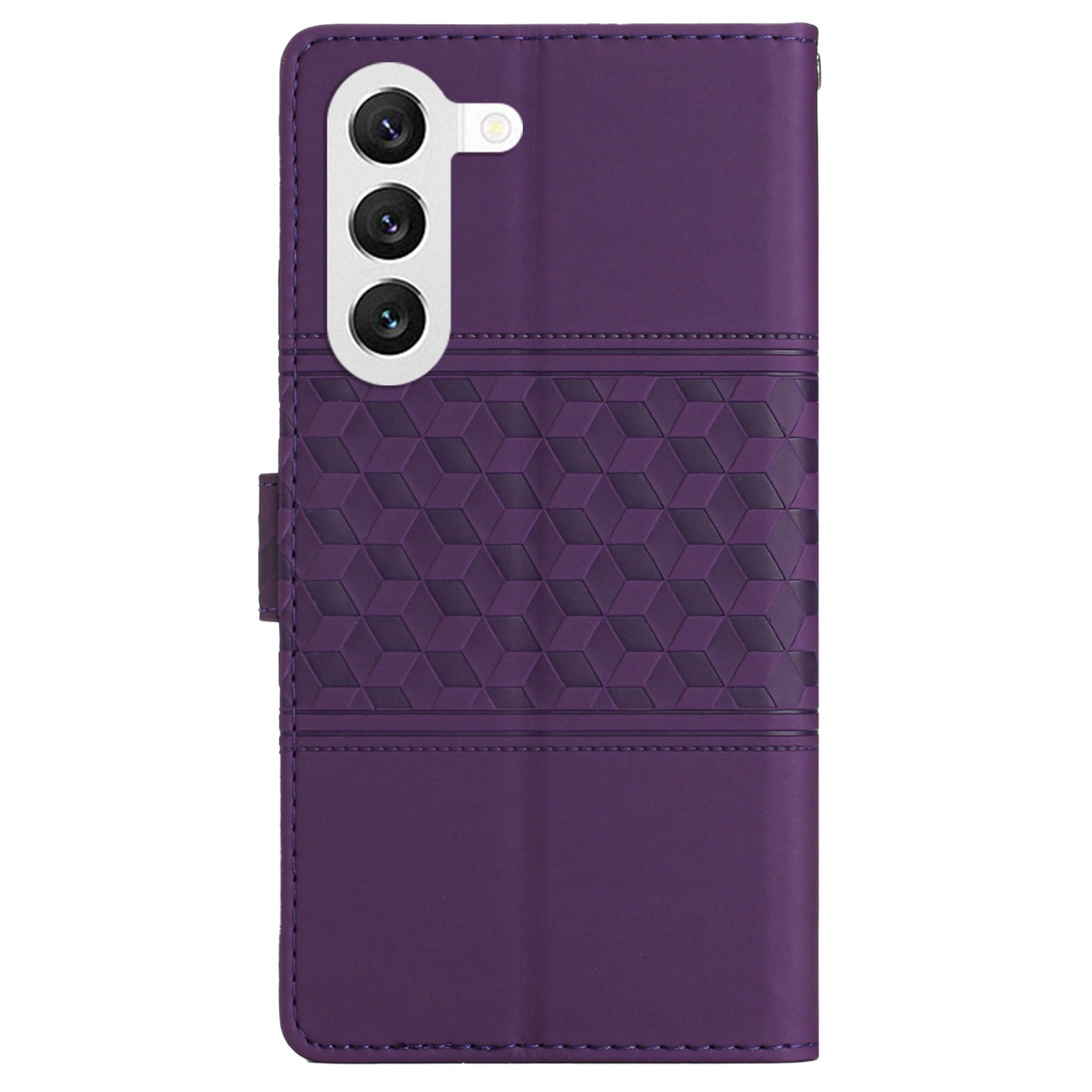 For Samsung Galaxy S24 Case Imprinted Rhombus Wallet Phone Cover - Purple