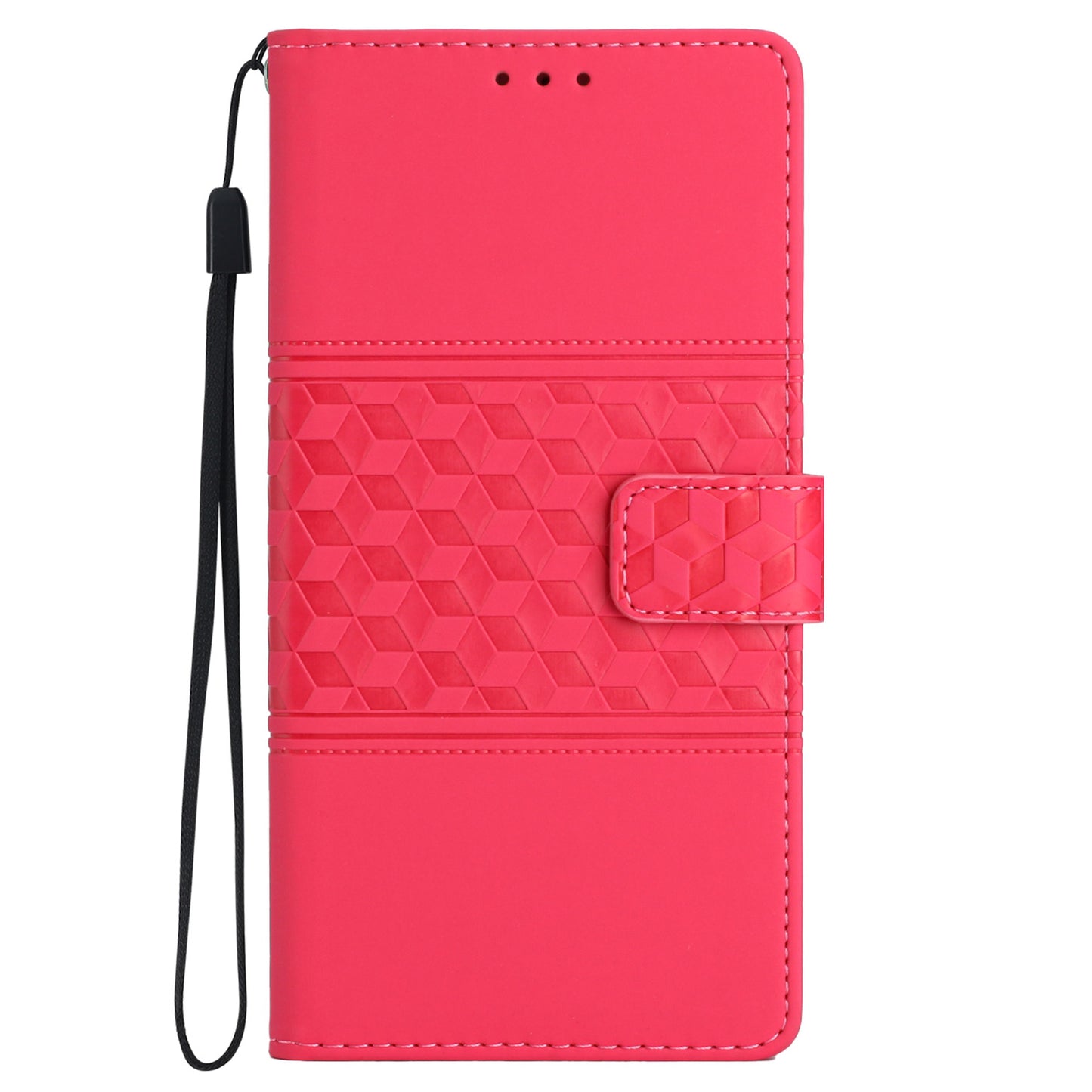 For Samsung Galaxy S24 Case Imprinted Rhombus Wallet Phone Cover - Rose