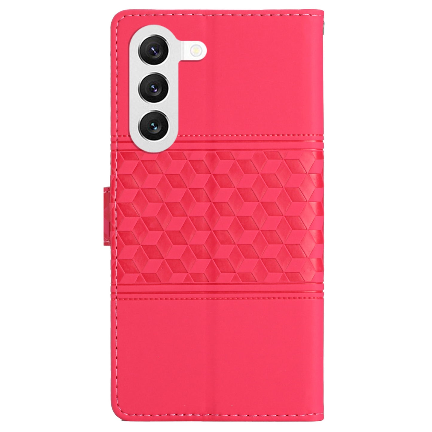 For Samsung Galaxy S24 Case Imprinted Rhombus Wallet Phone Cover - Rose