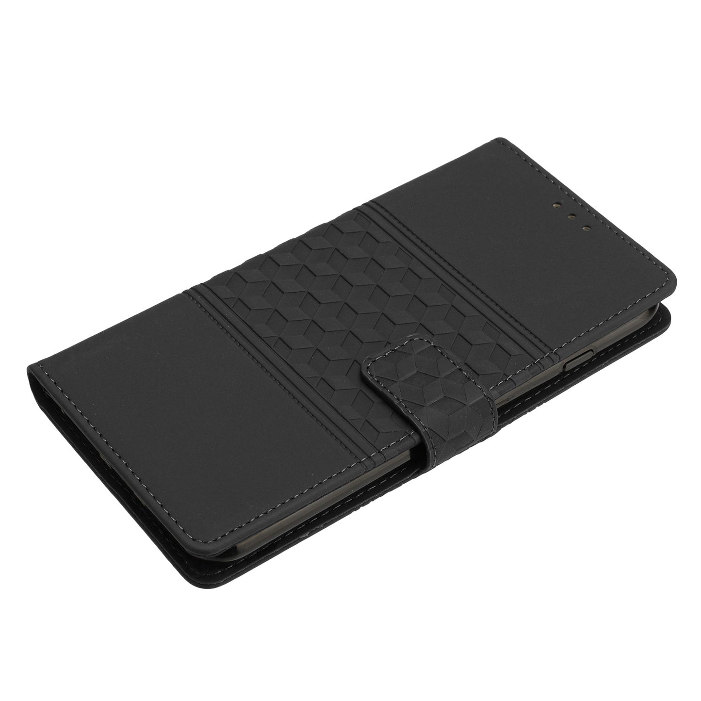 For Samsung Galaxy S24 Case Imprinted Rhombus Wallet Phone Cover - Black