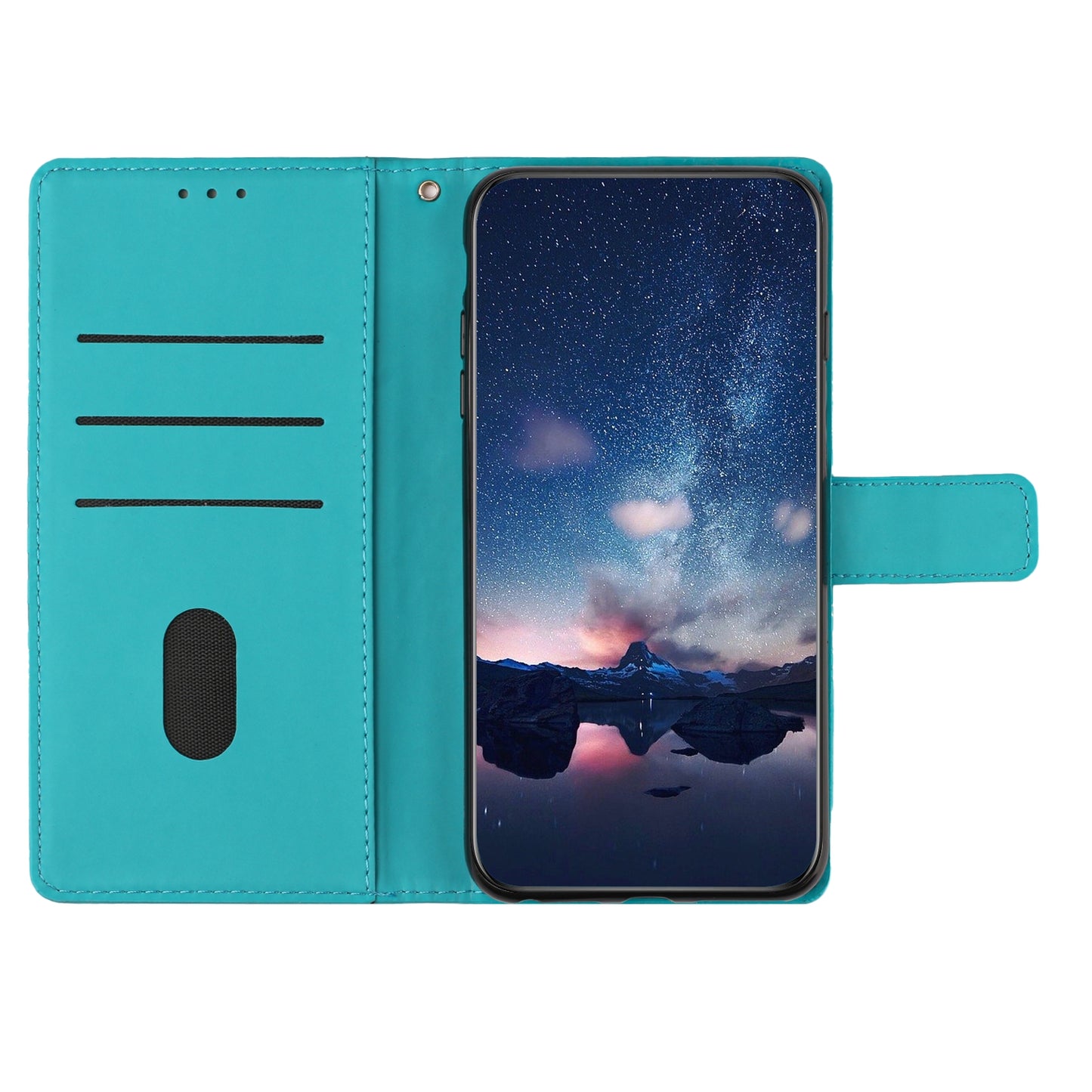 For Samsung Galaxy S24+ Case PU Leather Imprinted Rhombus Wallet Stand Cell Phone Cover - Sky Blue