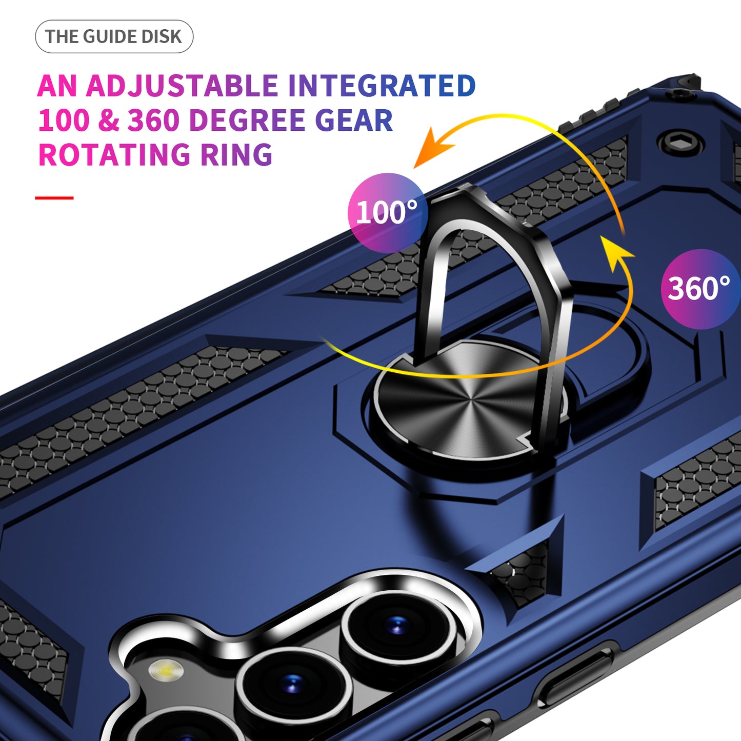 For Samsung Galaxy S24+ Case TPU+PC Phone Cover with Ring Kickstand - Blue