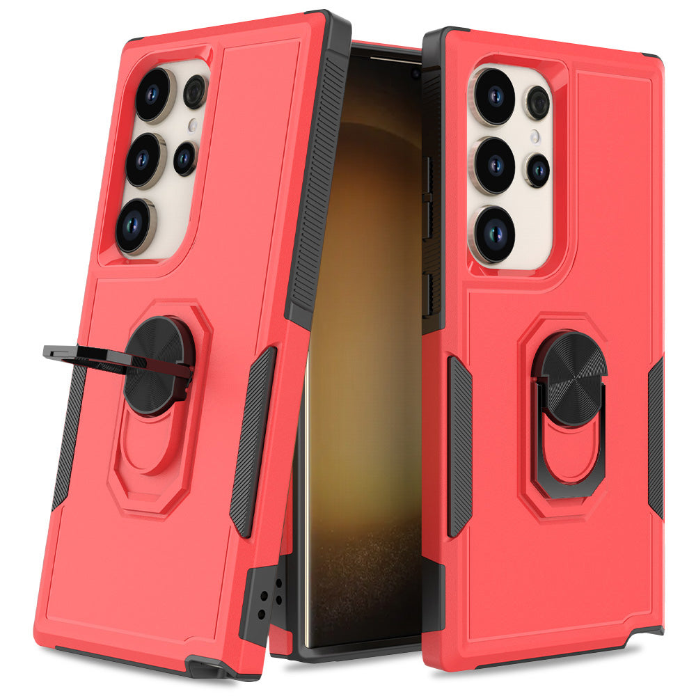 For Samsung Galaxy S24 Ultra Case Rotation Kickstand PC+TPU Protective Cover - Red