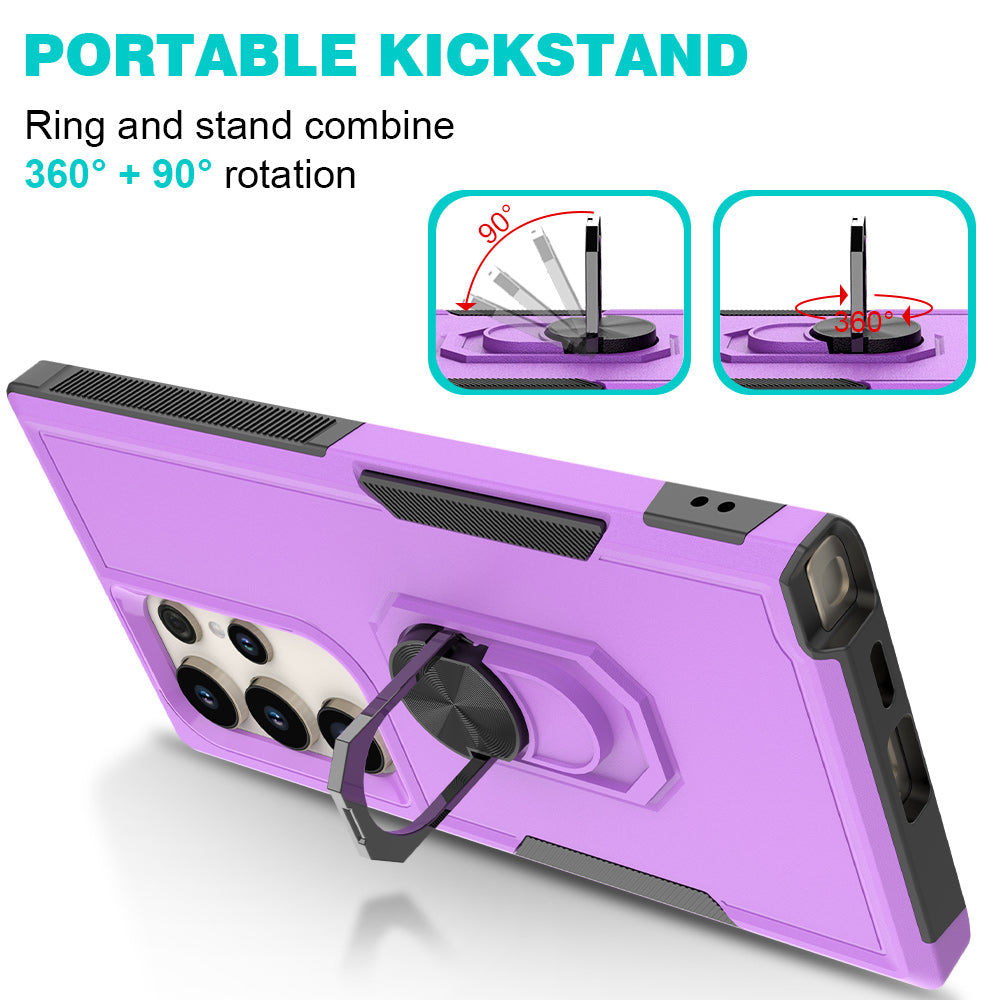 For Samsung Galaxy S24 Ultra Case Rotation Kickstand PC+TPU Protective Cover - Purple