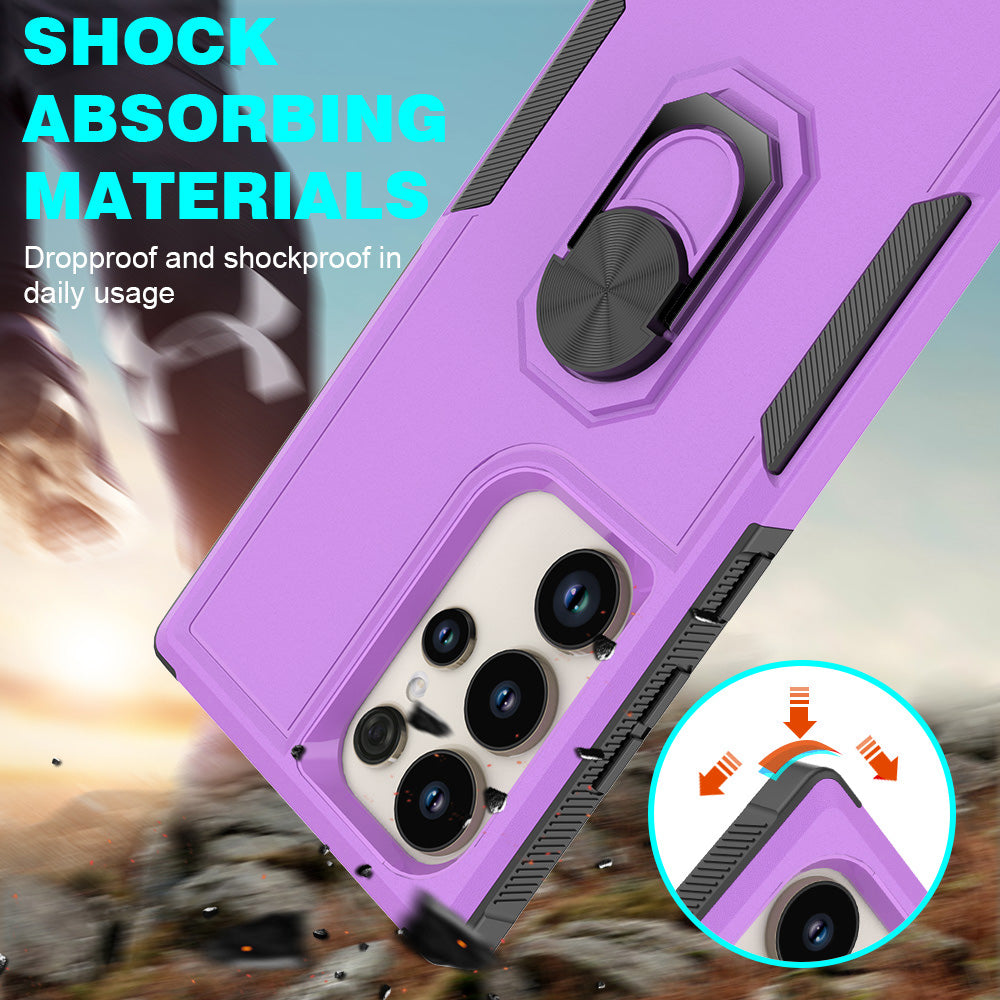 For Samsung Galaxy S24 Ultra Case Rotation Kickstand PC+TPU Protective Cover - Purple