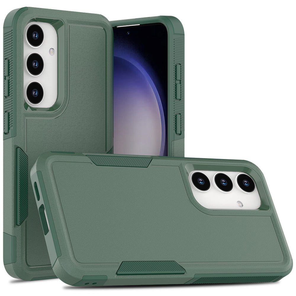 Anti-Drop Case for Samsung Galaxy S24+ Phone Shell Hard PC+Soft TPU Cover - Dark Green