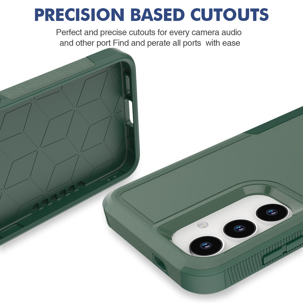 Anti-Drop Case for Samsung Galaxy S24+ Phone Shell Hard PC+Soft TPU Cover - Dark Green