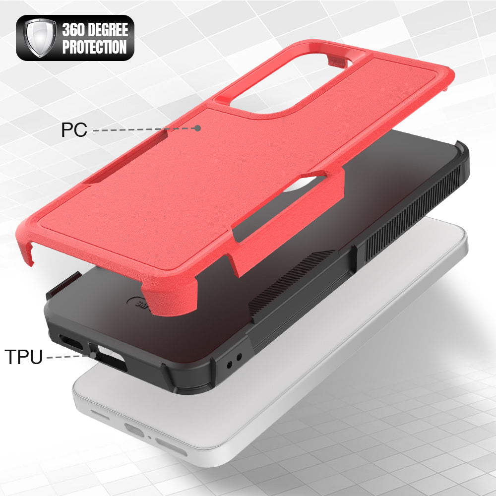 Anti-Drop Case for Samsung Galaxy S24+ Phone Shell Hard PC+Soft TPU Cover - Red