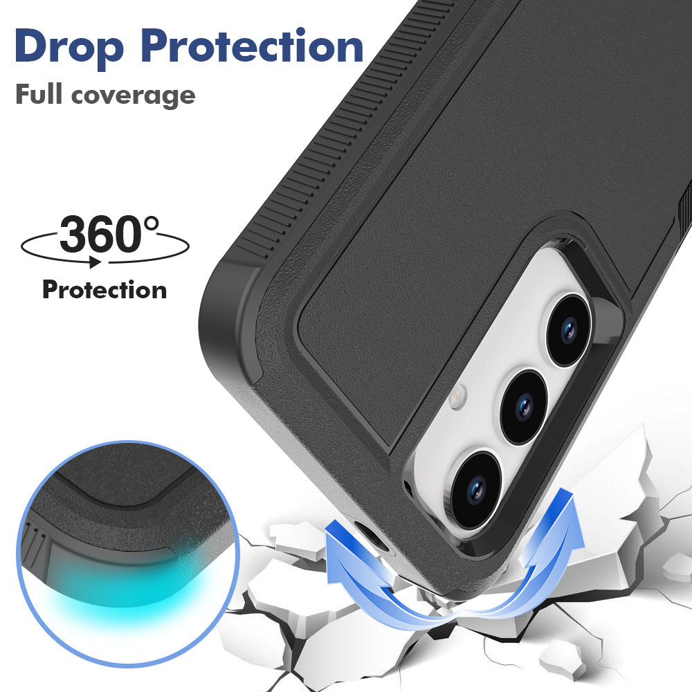 Anti-Drop Case for Samsung Galaxy S24+ Phone Shell Hard PC+Soft TPU Cover - Black