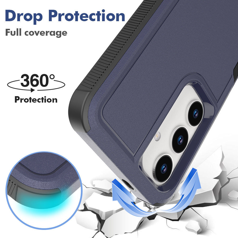Anti-Drop Case for Samsung Galaxy S24+ Phone Shell Hard PC+Soft TPU Cover - Dark Blue