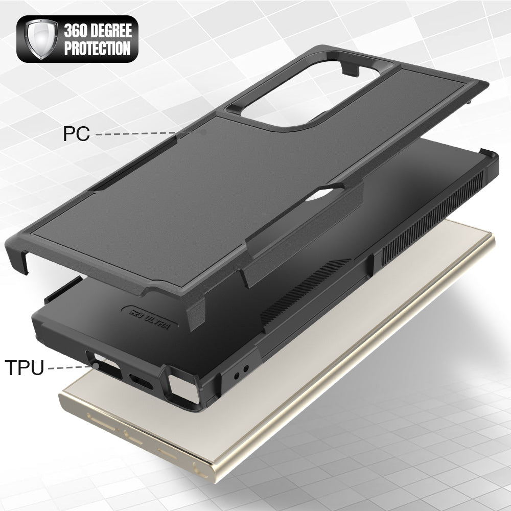 For Samsung Galaxy S24 Ultra Case Slim Hard PC+TPU Phone Protective Cover - Black