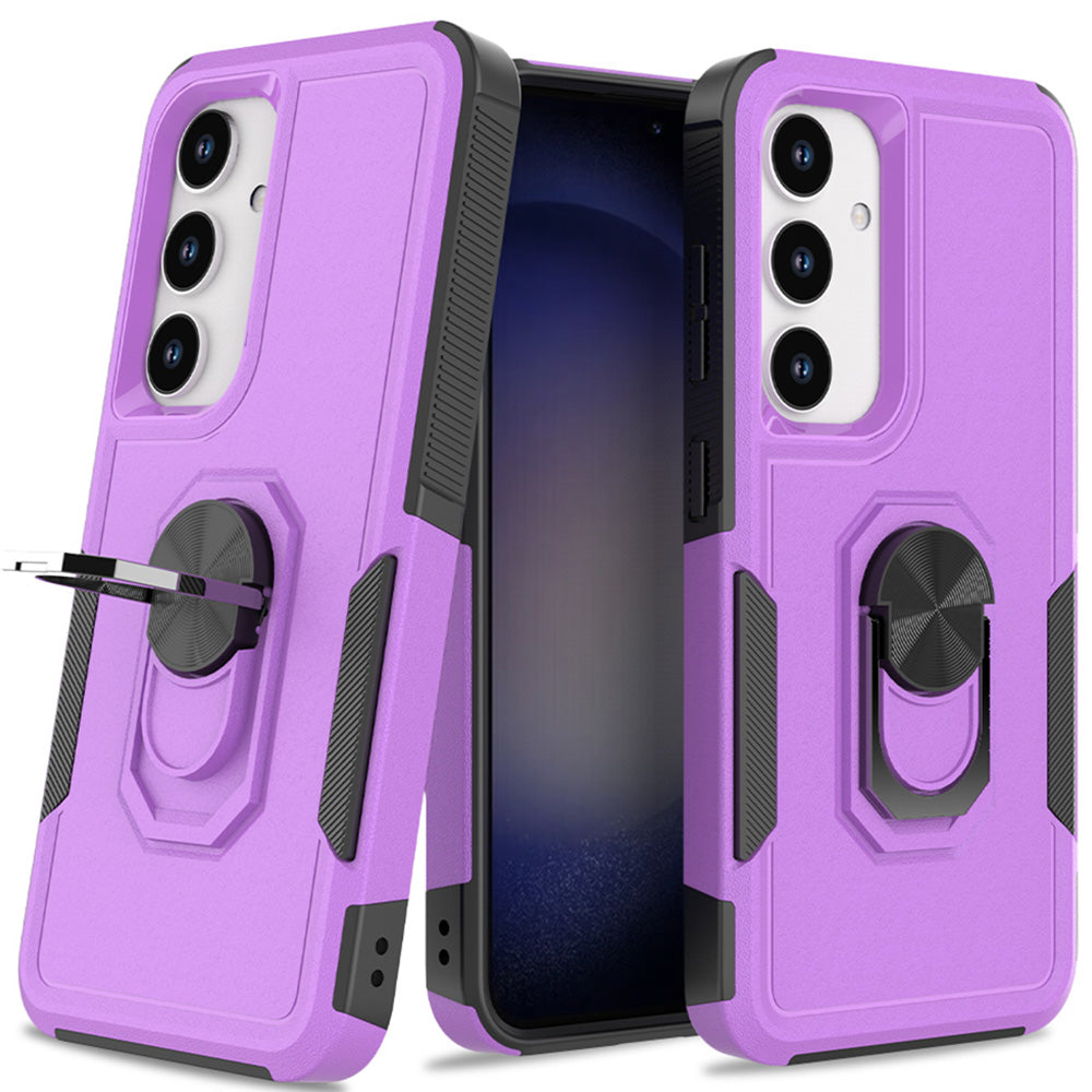 For Samsung Galaxy S24+ Phone Case Anti-drop Rotation Kickstand Protective Cover - Purple