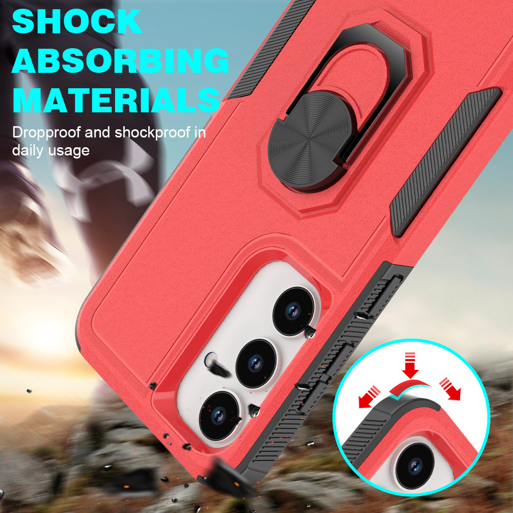 For Samsung Galaxy S24+ Phone Case Anti-drop Rotation Kickstand Protective Cover - Red