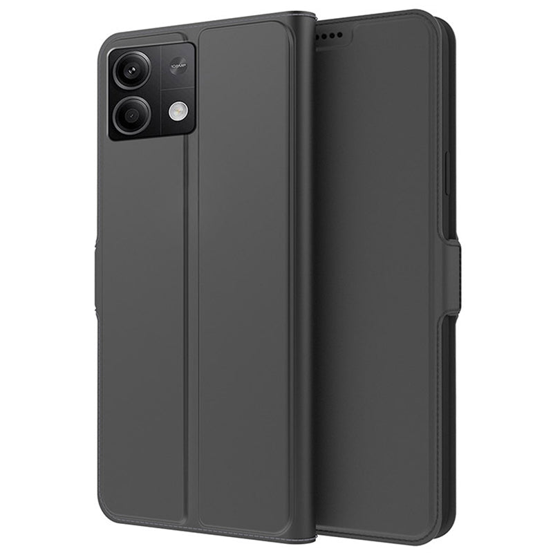 For Xiaomi Redmi Note 13 5G Phone Case PU Leather Stand Cover with Card Slots - Black