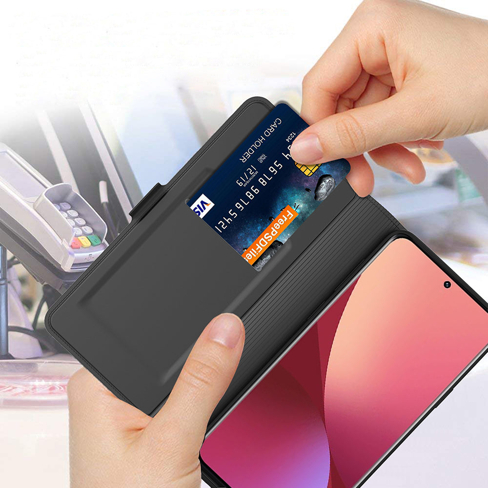 For Xiaomi Redmi Note 13 5G Phone Case PU Leather Stand Cover with Card Slots - Black