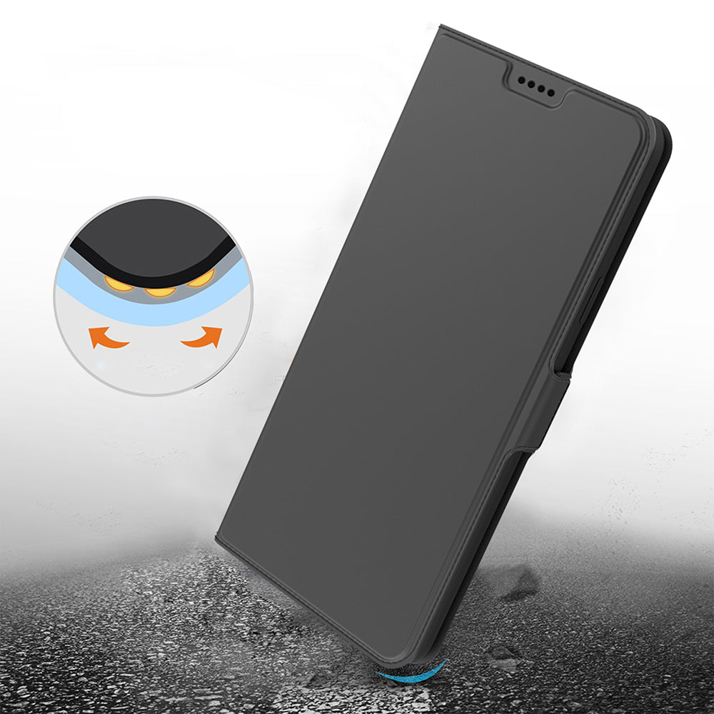 For Xiaomi Redmi Note 13 5G Phone Case PU Leather Stand Cover with Card Slots - Black