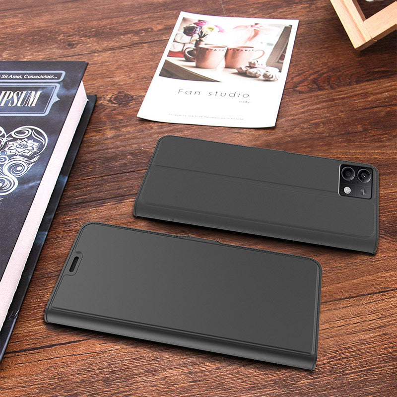 For Xiaomi Redmi Note 13 5G Phone Case PU Leather Stand Cover with Card Slots - Black