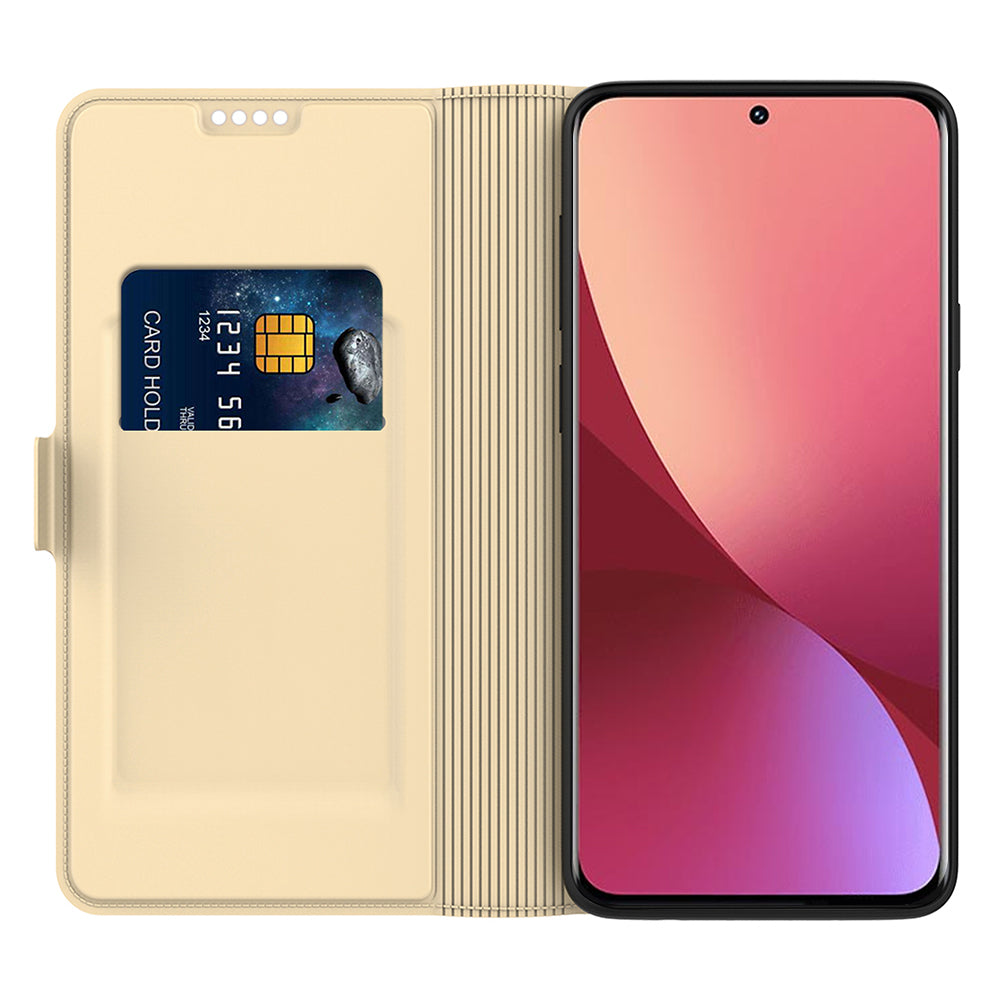 For Xiaomi Redmi Note 13 5G Phone Case PU Leather Stand Cover with Card Slots - Gold