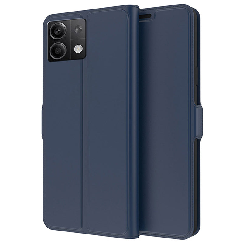 For Xiaomi Redmi Note 13 5G Phone Case PU Leather Stand Cover with Card Slots - Blue