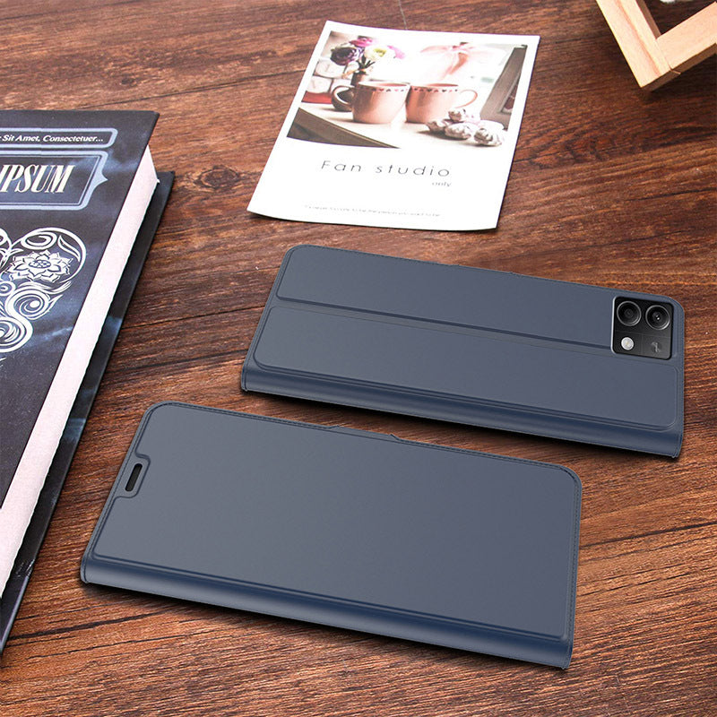 For Xiaomi Redmi Note 13 5G Phone Case PU Leather Stand Cover with Card Slots - Blue
