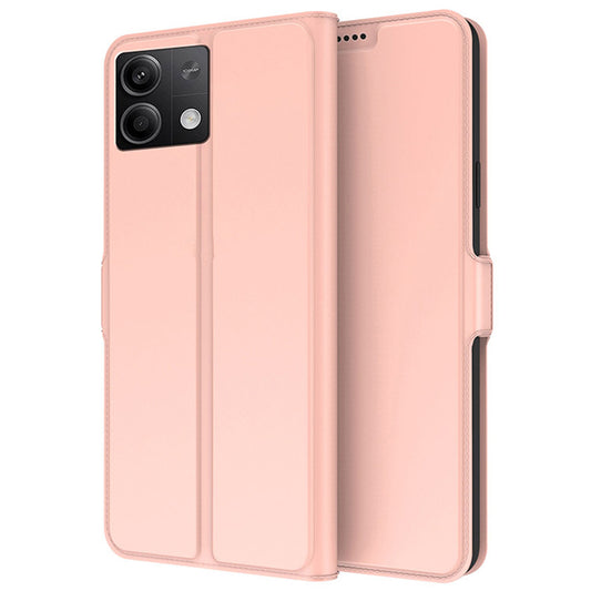 For Xiaomi Redmi Note 13 5G Phone Case PU Leather Stand Cover with Card Slots - Rose Gold